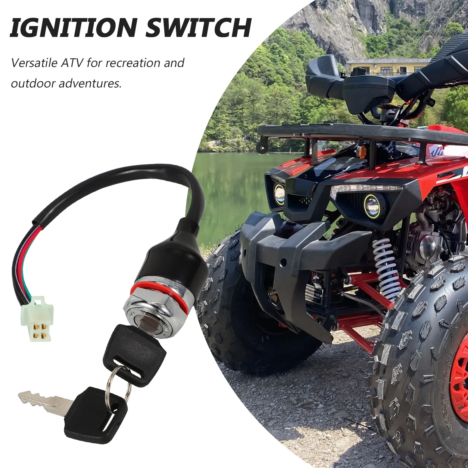 

4 Wire Ignition Starter Switch Key Replacement Atv Motorcycle Scooter Universal Start Switch Atv Scooter Parts