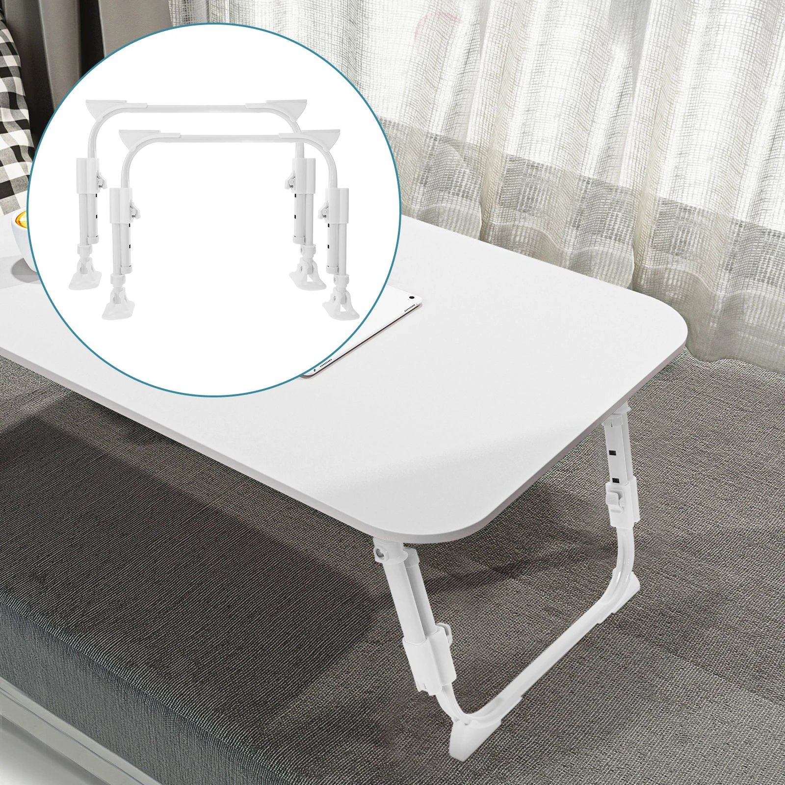 

2pcs Adjustable Height U-shaped Desk Legs for Bed Table Replacement Furniture Nonslip Foldable Iron Suitable Desks Sofa