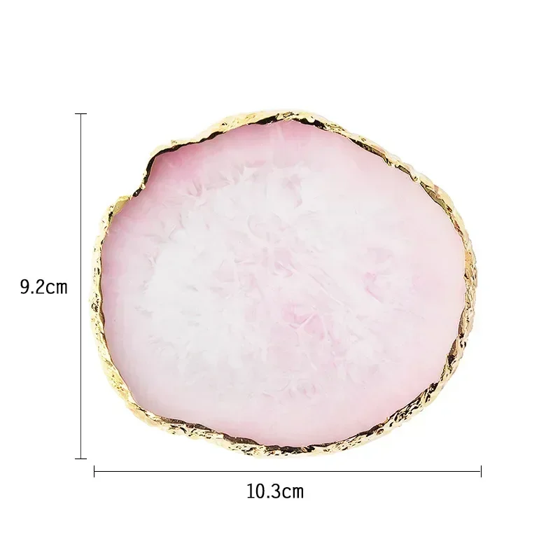 Herramientas de Accesorios DIY para Manicura, Paleta de Pintura de Arte de Uñas en Resina, Borde Dorado, Placa de Ágata para Mezclar y Agitar, 6 Colores 6