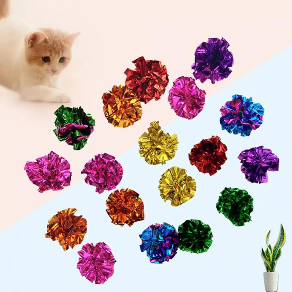 Cat sounding tin foil ball self-hey Toy Interactive Sound Ball Crinkle Ring Paper Kitten Pet Toys Random Color