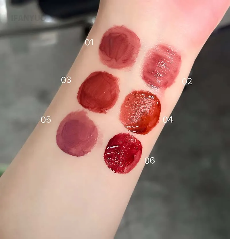 عارية الأرجواني مرآة الشفاه الصقيل طويلة الأمد غير يتلاشى ترطيب أحمر الشفاه السائل الملمس المائي الجلد اشراق أحمر داكن الشفاه تينت