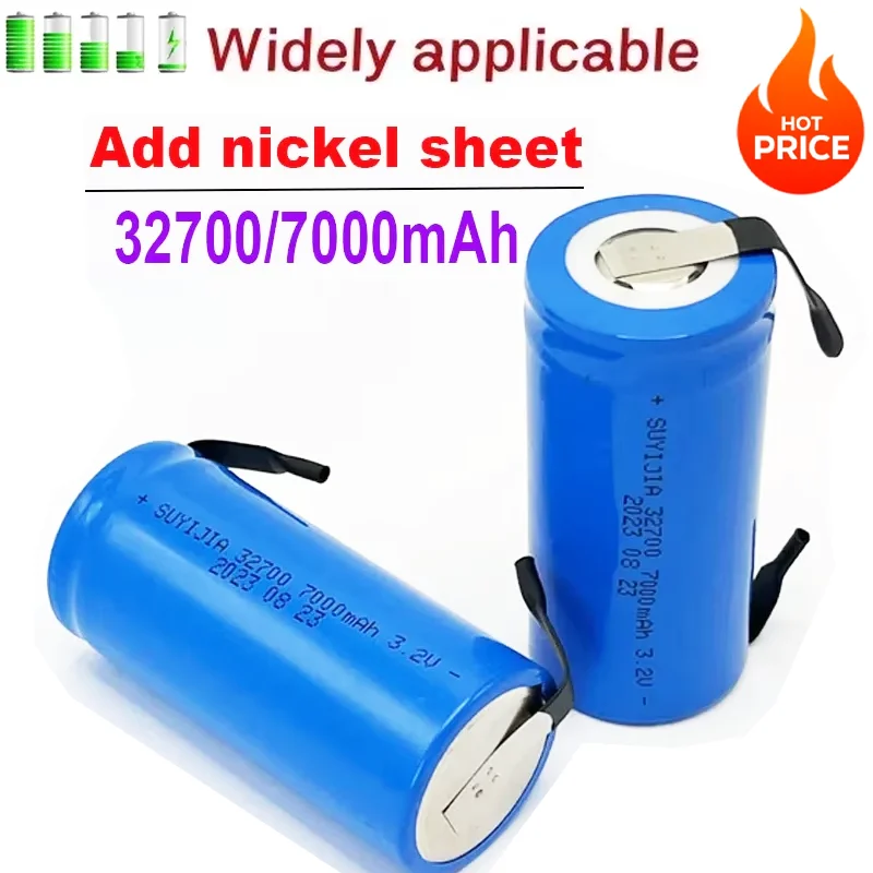 3.2V 32700 Lifepo4 Battery 7000mAh 35A Continuous Discharge 55A High Power Battery W/ DIY Nickel Sheets Rechargeable Bateria