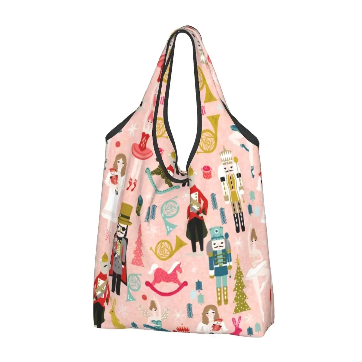 Recycling Nutcracker Ballet Dancer Shopping Bag Women Tote Bag Portable Grocery Shopper Bags