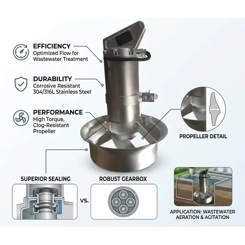 Direct Drive Submersible Mixer Pump for Rapid Agitation and Homogeneous Waste Treatment