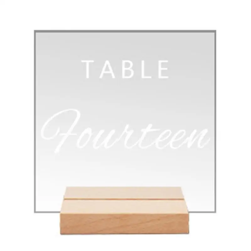 Acrylic Clear Table Place Card And Wooden Holders Transparent Arch Table Sign Guest Name Tag Menu Display Stand For Restaurant