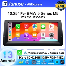 Junuse For BMW 5 E39 M5 E38 1994-2007 2DIN Car Radio Android 13 Screen GPS Stereo Audio Autoradio Navigation Wireless Carplay EQ