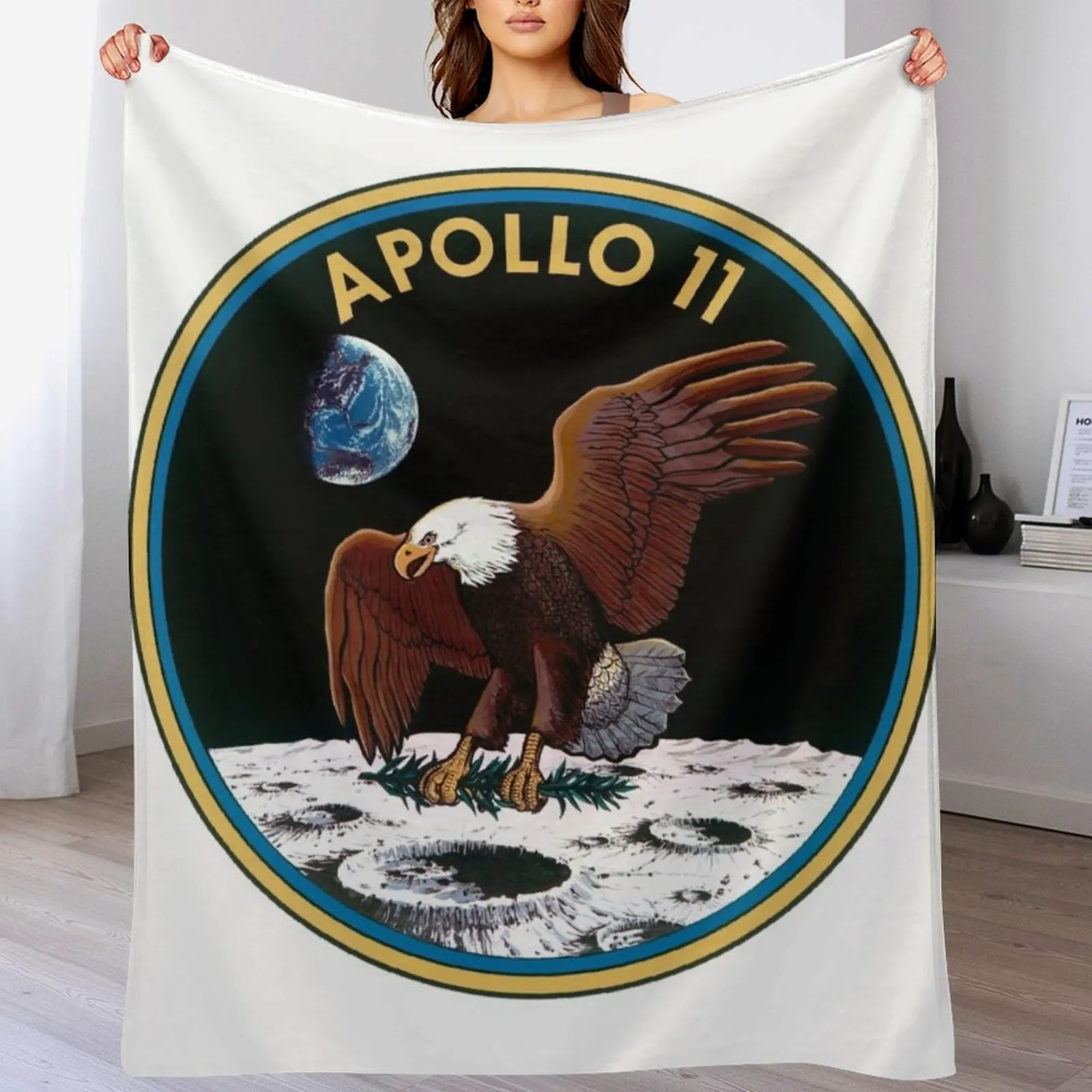 

Apollo 11 Insignia Throw Blanket Loose Thermals For Travel Sofa Quilt Blankets