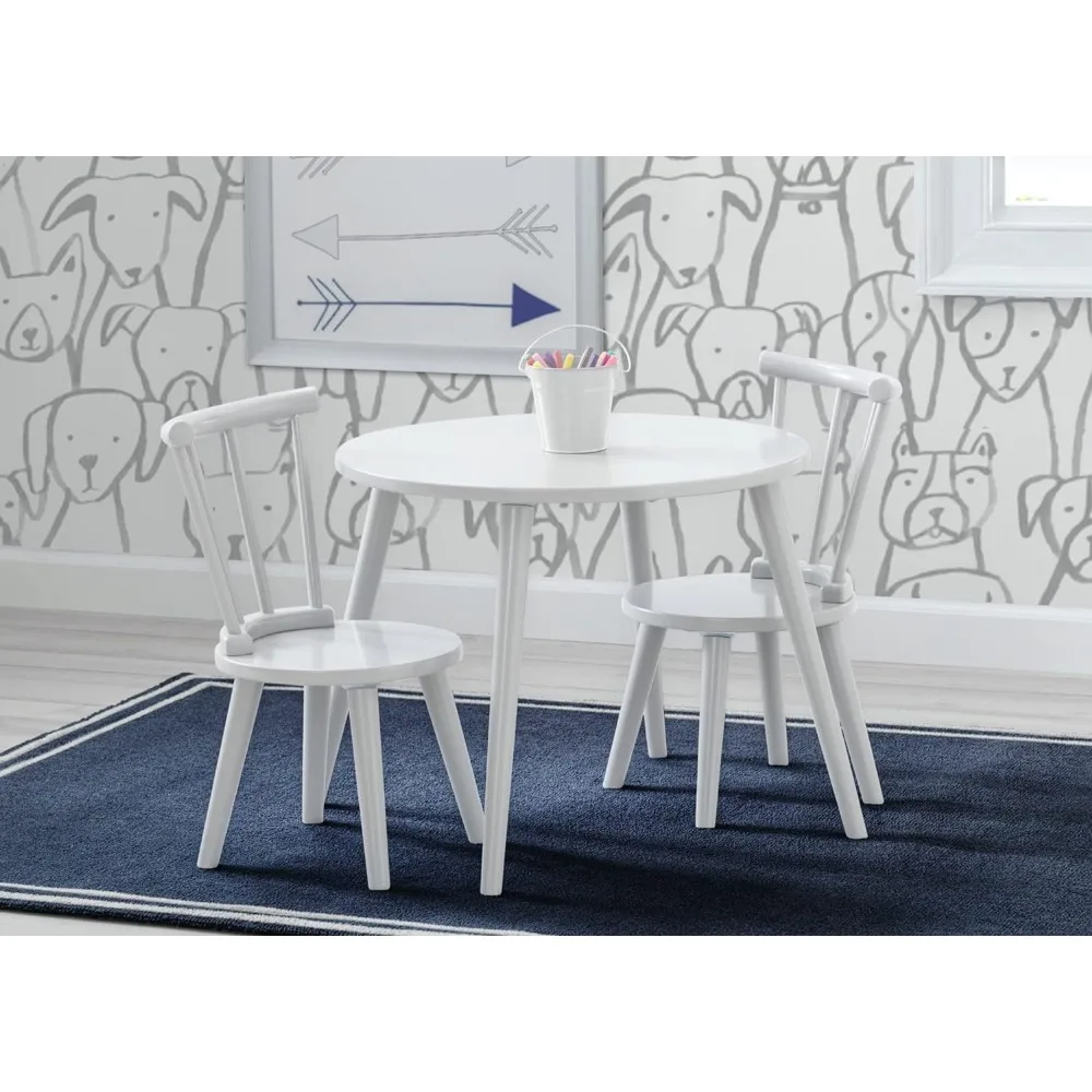 Delta Children Homestead Kids Table e 2 sedie Set-ideale per arti e mestieri, Greenguard Gold Certified, Bianca