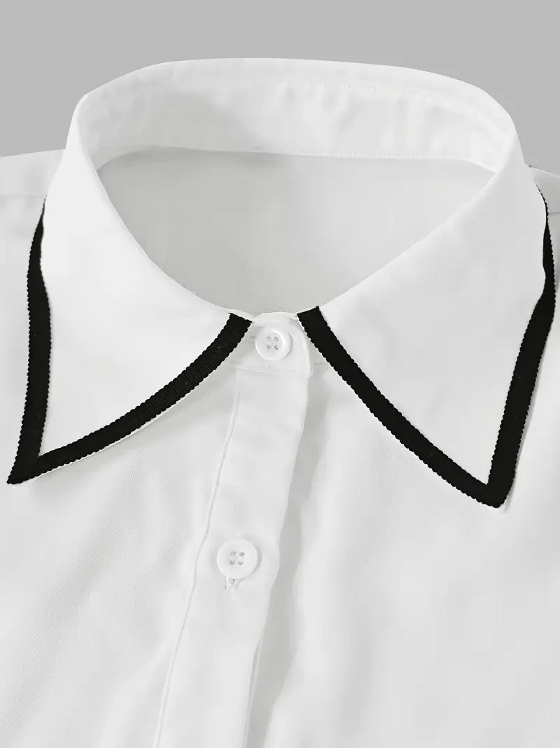 Camicia casual a maniche lunghe dal design con risvolto alla moda da donna