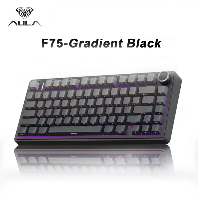لوحة مفاتيح ميكانيكية للألعاب AULA F75 RGB 75% تخطيط جانبي نقش مخصص حشية مثبتة 80 مفتاح PBT أغطية مفاتيح لوحة مفاتيح لاسلكية