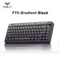 AULA F75 Gaming Mechanical Keyboard RGB 75% Layout Side-engraving Customized Gasket Mounted 80 key PBT Keycaps Wireless keyboard