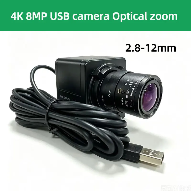 4K 8MP USB HD Industry Camera Webcam 3840*2160@30FPS 2.8-12mm 5-50mm Optical zoom for Windows Android Raspberry Pi Linux
