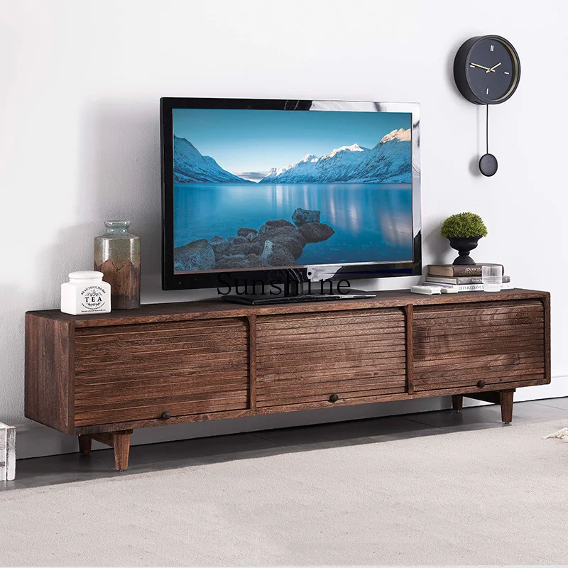 

Pure solid wood TV Nordic simple small apartment locker living room home floor bed and breakfast