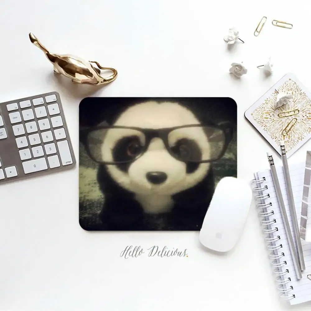 Cool Glasses Panda Small Gaming Mouse Pad Retro Art Anti-slip Lock Edge Deskmat PC Gamer Laptop Keyboard Mat Desk Protector