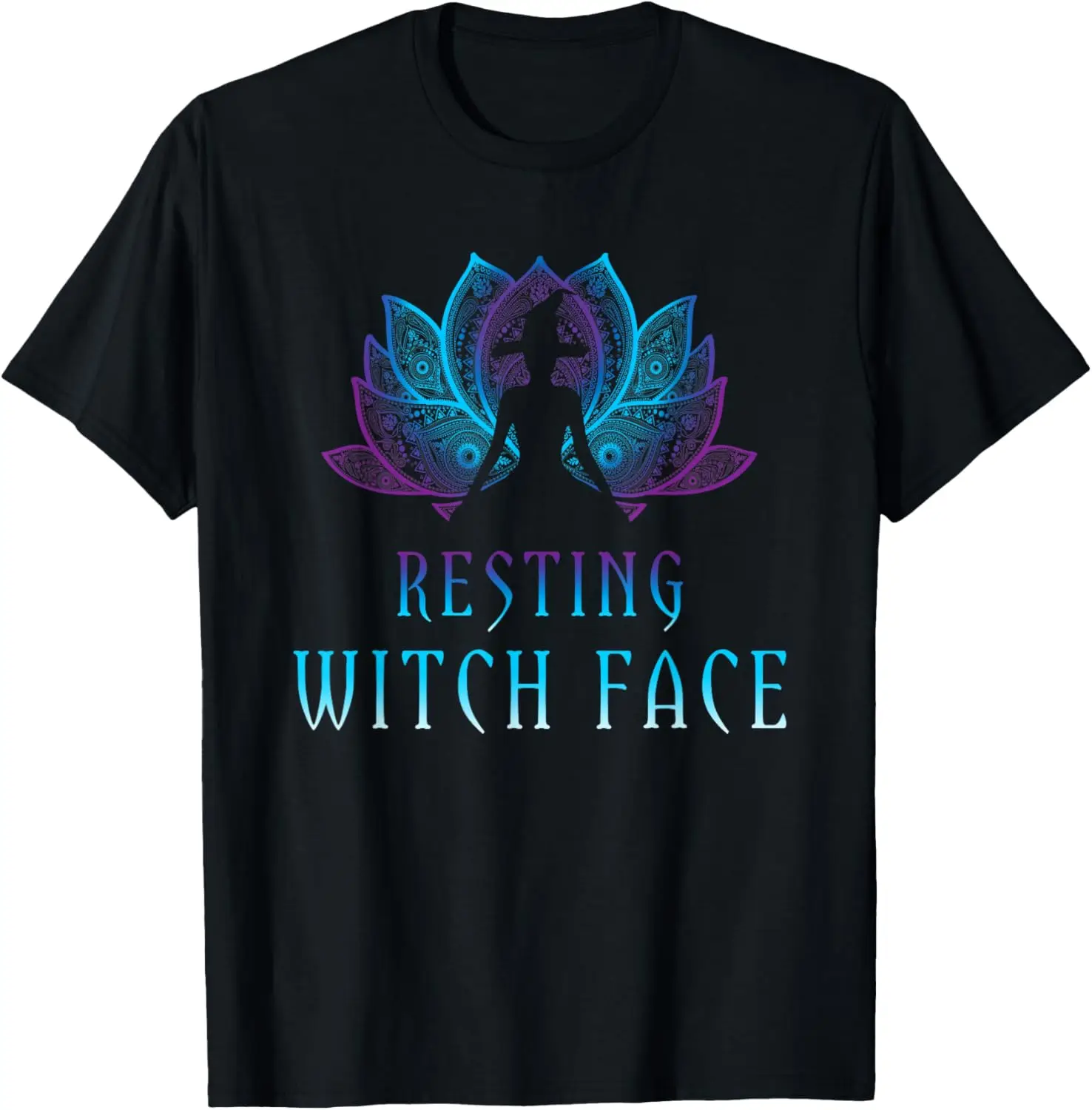 

Resting Witch Face Lotus Funny Halloween Yoga Witch Costume T-Shirt