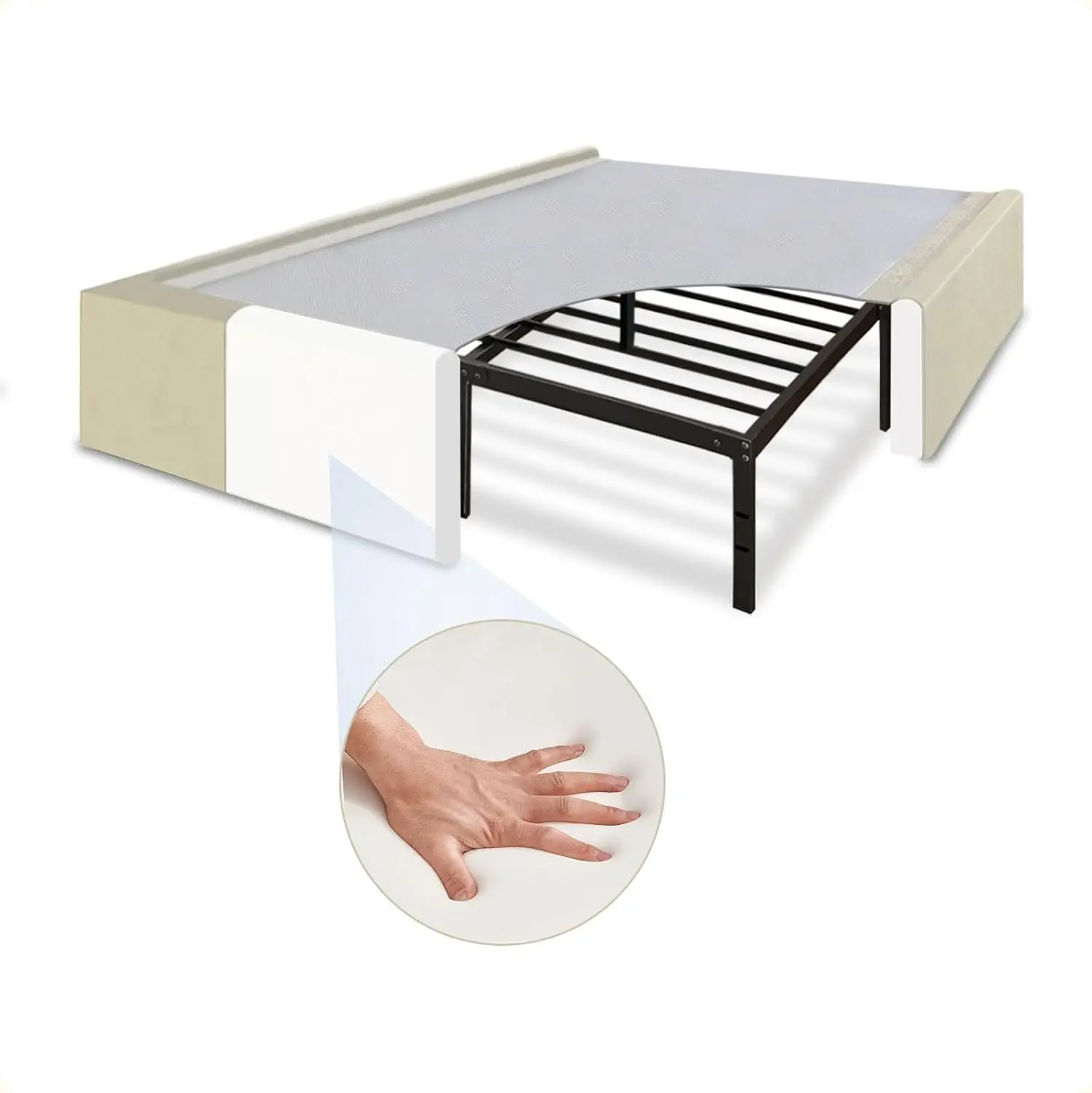 

Ultra Soft Bed Frame Cover for Metal Bed Frame - Queen Size Upholstered Slipcover to Hide and Upgrade Your Bed, Customized