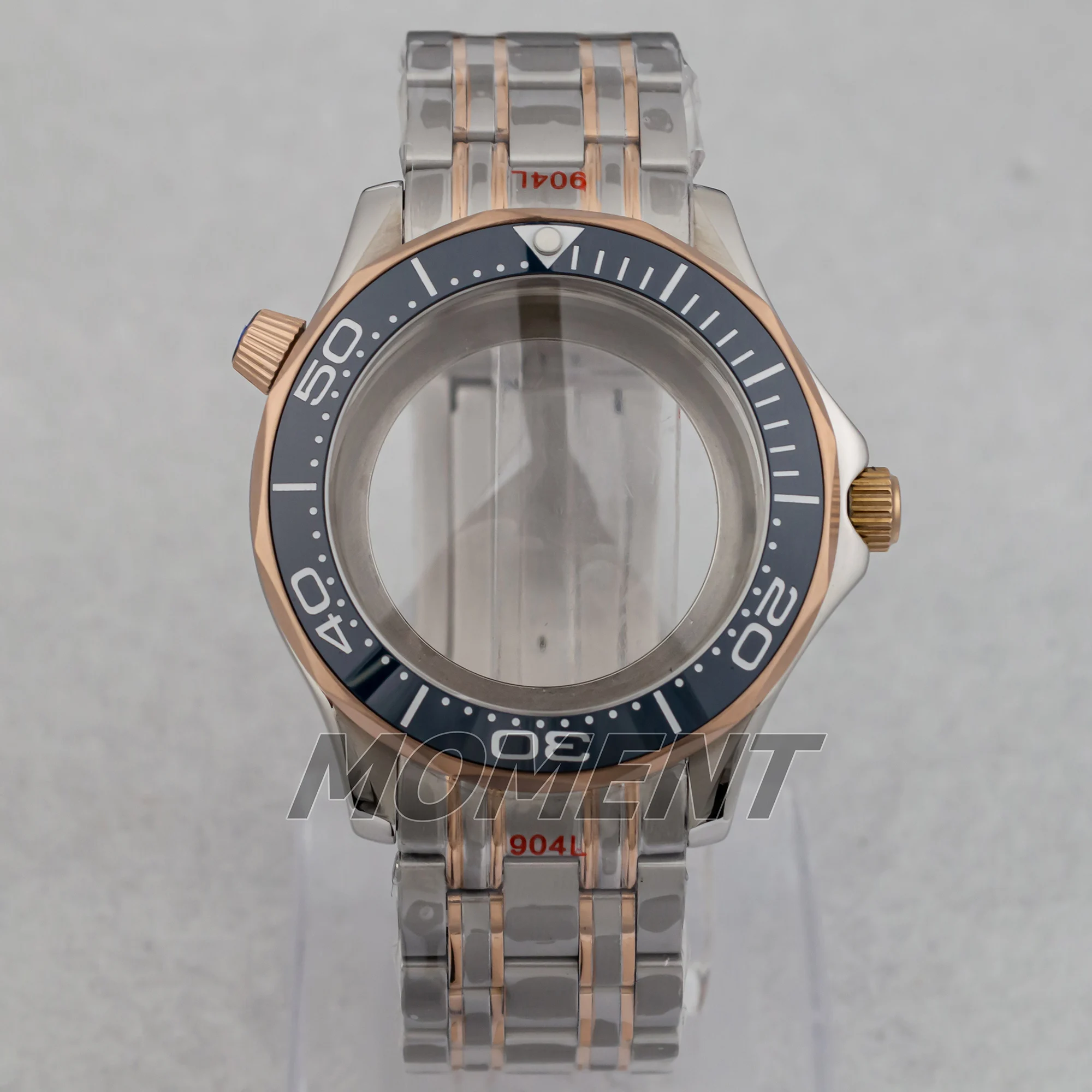 

NH35 41mm Men's Watch Case Rose Gold Jubilee Stainless Steel Bracelet 100m Waterproof Glass Bottom MOD Watch Parts Fit NH36