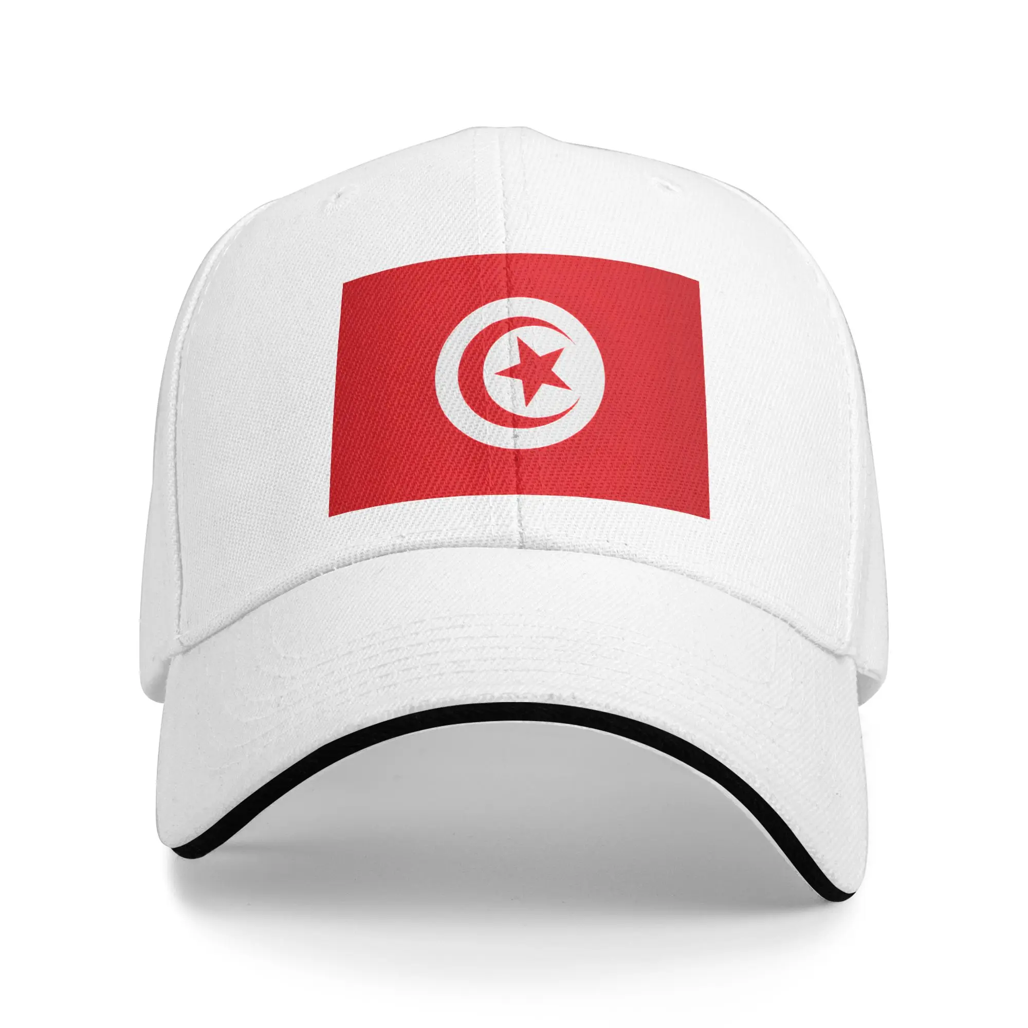 Tunisia Flag Red Crescent Moon Red Star Symbol Baseball Cap  Hunting Camping Sunscreen Trucker Hat Casual Baseball Caps