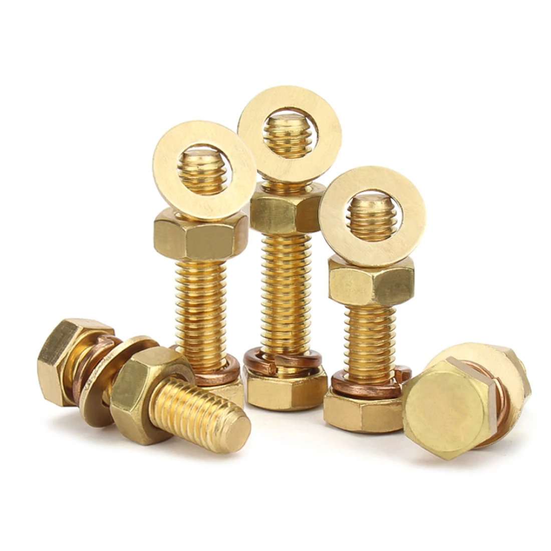 M4 M5 M6 M8 M10 M12 M14 M16 النحاس مسدس الخارجي آلة الترباس متري غطاء الموضوع عرافة النحاس المسمار عرافة الجوز شقة غسالة مجموعة #4