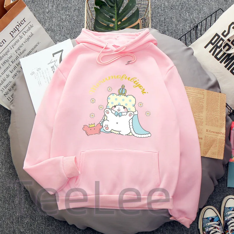 Women Kawaii Cartoon Sweatshirt Marumofubiyori Hoodie Funny Anime Graphic Gift Fashion Casual Hoodies Sweet Long Sleeve Clothing