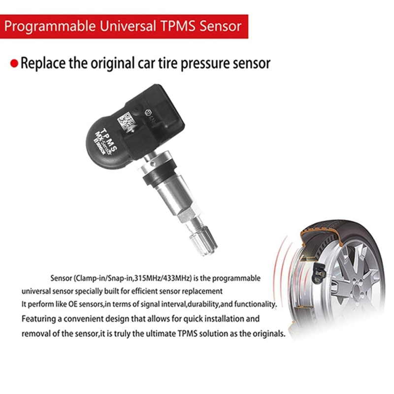 Programação tpms sensor 315/433mhz universal 2 em 1 mx-sensor sistema de monitoramento de pressão dos pneus ferramenta de reparo para-utel