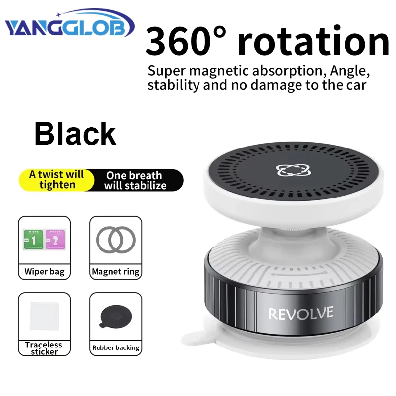 

Портативный двусторонний магнитный вакуумный держатель для сотового телефона 360° ° Вращающееся универсальное автомобильное крепление с GPS-навигацией для гладких поверхностей