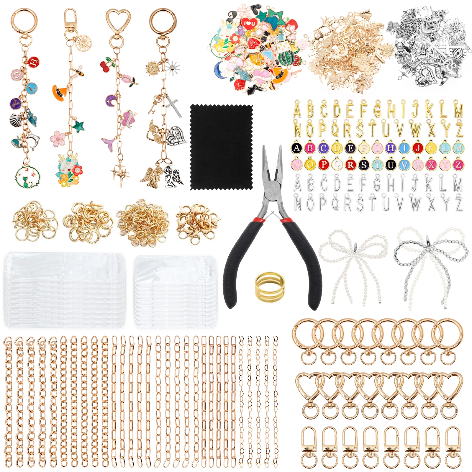 

544Pcs Unique Keychain Making Kit Versatile Effortless Assembly DIY Bag Charm Kit for Beginners and Advanced Crafters