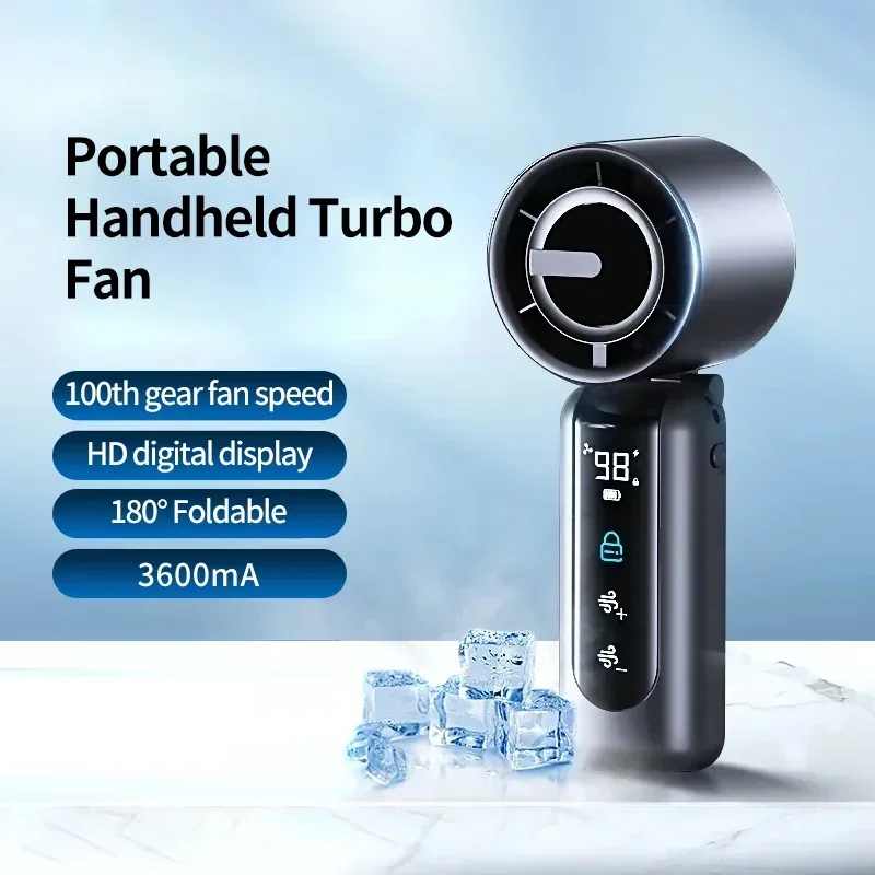 

Portable Handheld Fan Speed(1-100 Gear) Adjustable Turbo Mini 3600mAh Rechargeable Personal Fan for Travel Camping Outdoor