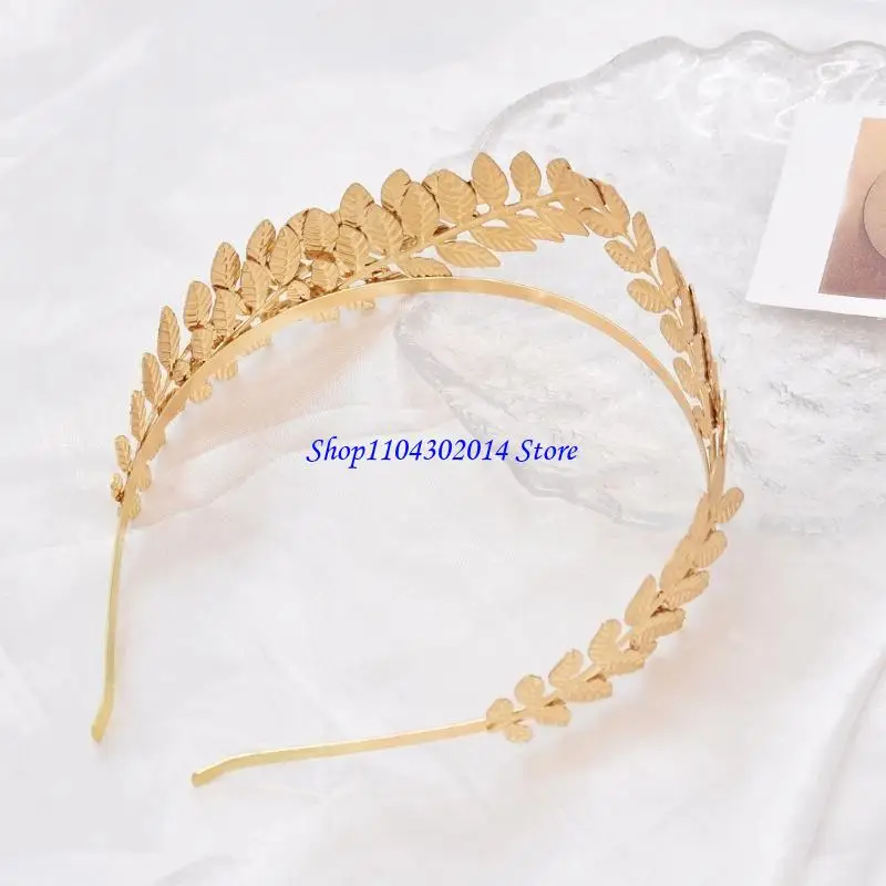 R0JC اليونانية اليونانية الغار القوطية قوطية العائلة Golden ورقة الشعر طوق للعروض الحية #4