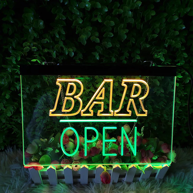 Open Bar Neon Sign Carve Personality Led Lights For Restaurant Decoration Coffee Bars Wall Luminosity Decor USB Neon Lights