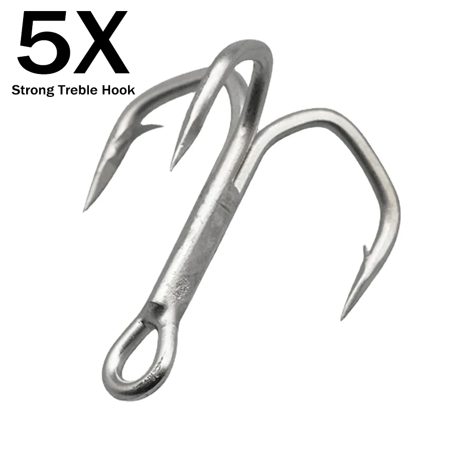 Hameçons triples pour eau salée, 5X plus résistants, 20 pièces, hameçons triples de pêche à courbure ronde, pour leurres durs, hameçons de remplacement