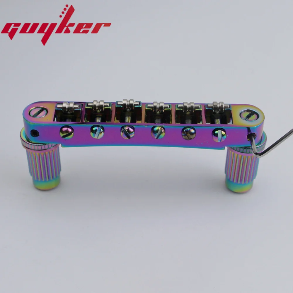 Guitar Stop Bar Tailpiece with Anchors +Tune O Matic Roller Saddle Guitar Bridge Studs Chameleon Rainbow for LP SG Guitars