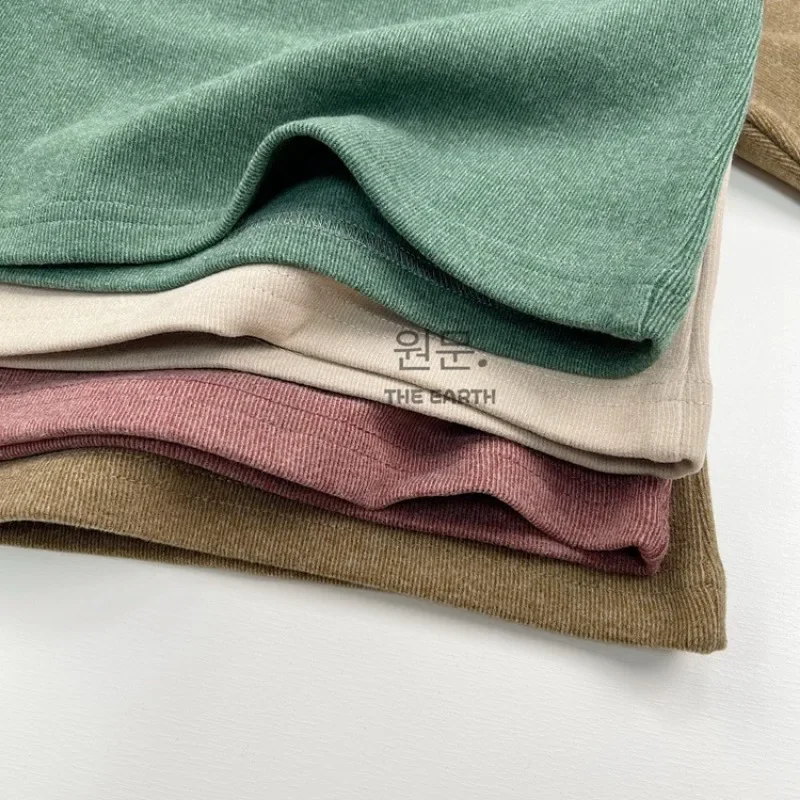 HoneyCherry Children\'s Half-high Neck Solid Colour T-Shirt Winter New Pullover Knitted Grinding Wool Warm Bottoming Shirt