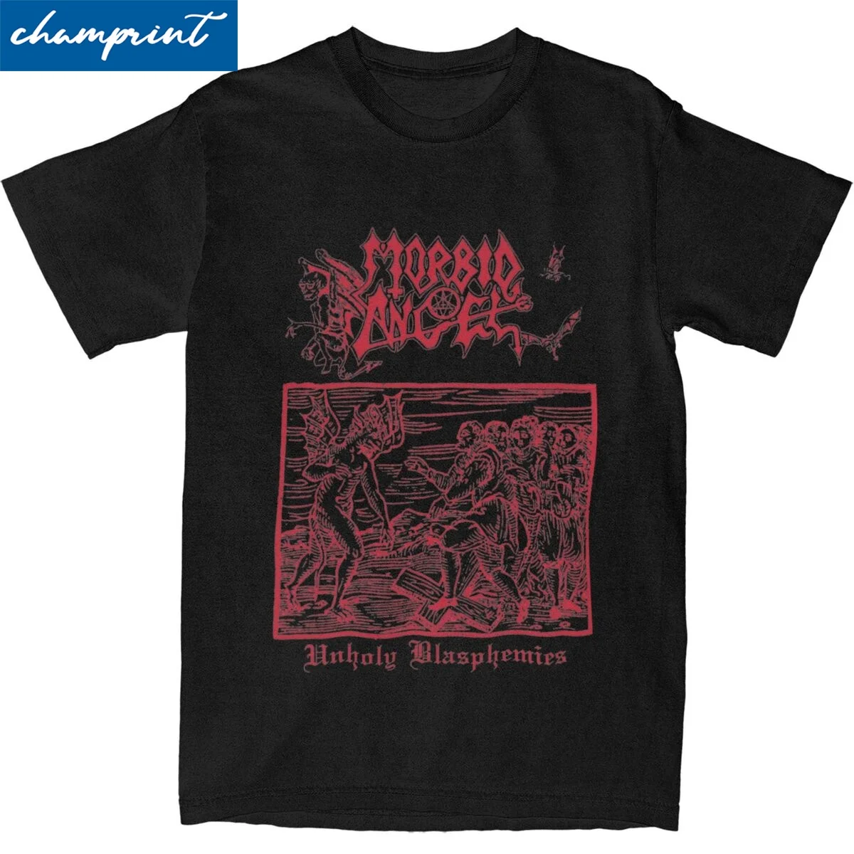 Novelty Morbid Angel Black Metal Band T-Shirt Men Cotton Short Sleeve Round Neck Summer Top Tee