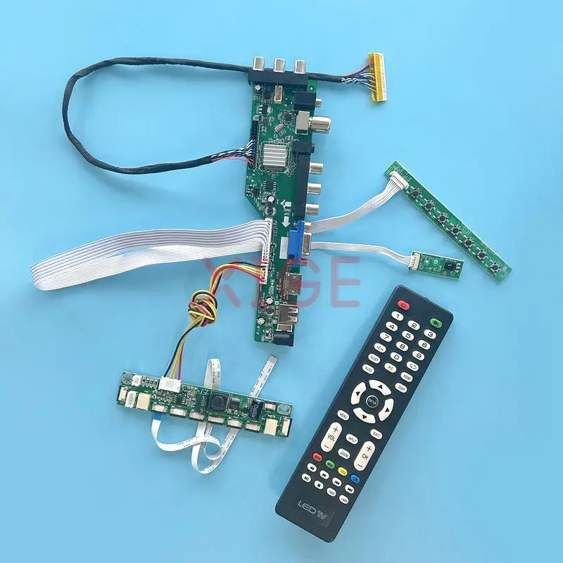 For LP154WX7 B154EW09 Controller Driver Board DIY Kit LVDS 30-Pin LCD Monitor USB+DHMI+VGA+AV 1280*800 DVB Digital Signal 15.4