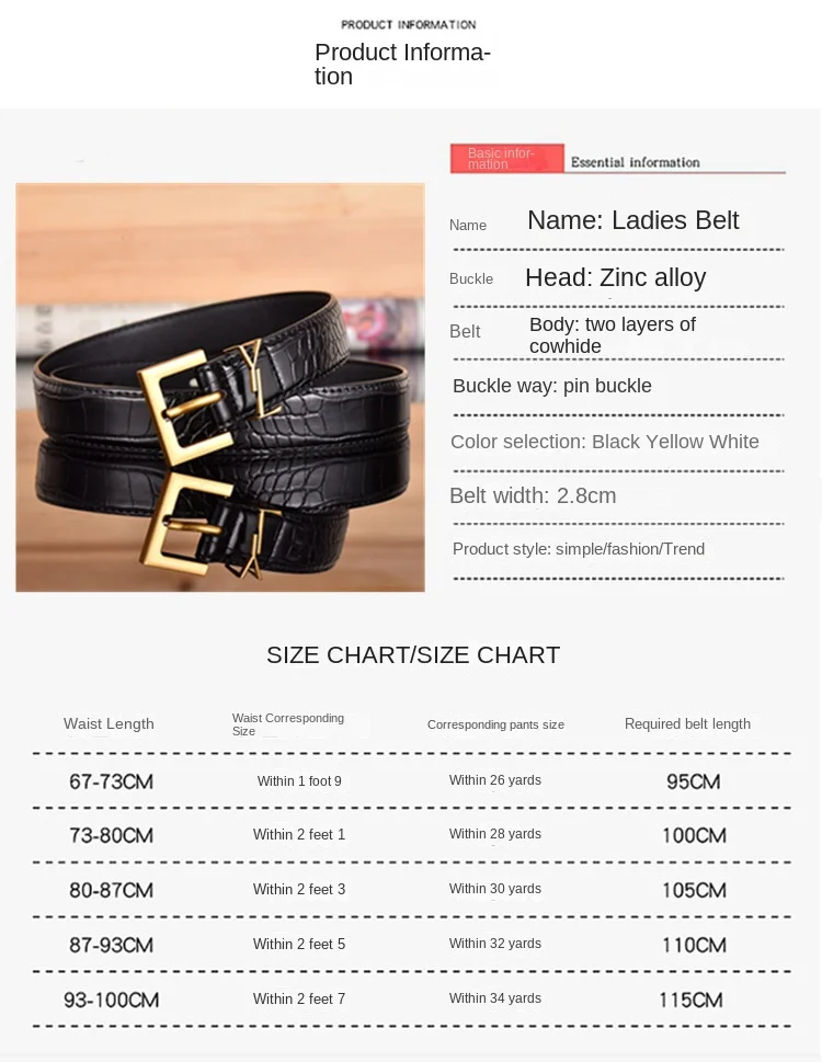 Luxury Simple Design Cowhide Belt for Women Jeans Casual Dress Metal Buckle Ladies Thin Belts Fashion Waistband Free Size