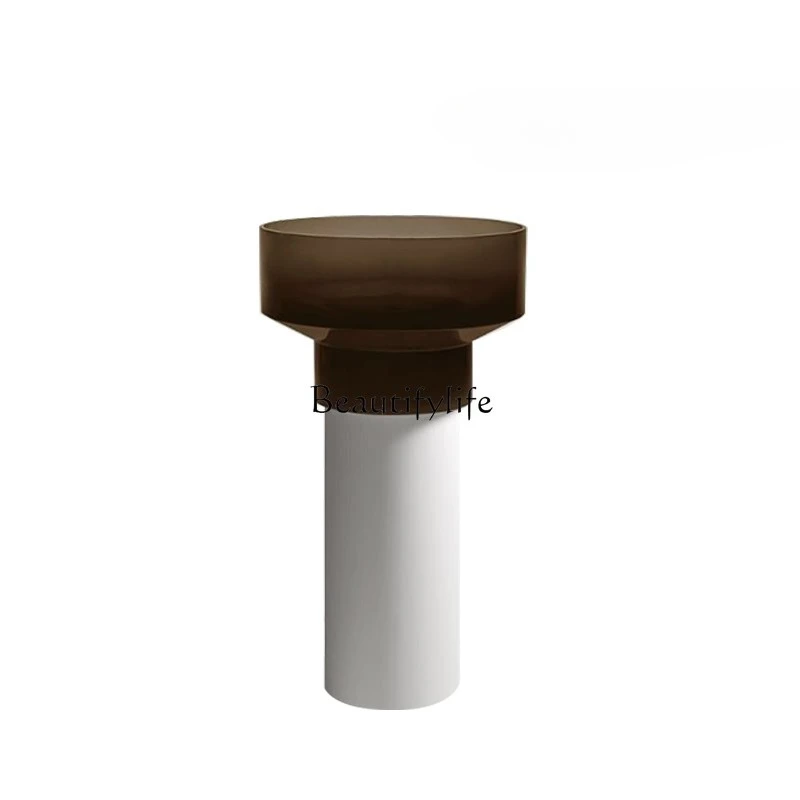 

Transparent artificial stone column basin Floor-to-ceiling wash basin Hotel bathroom Household round column basin