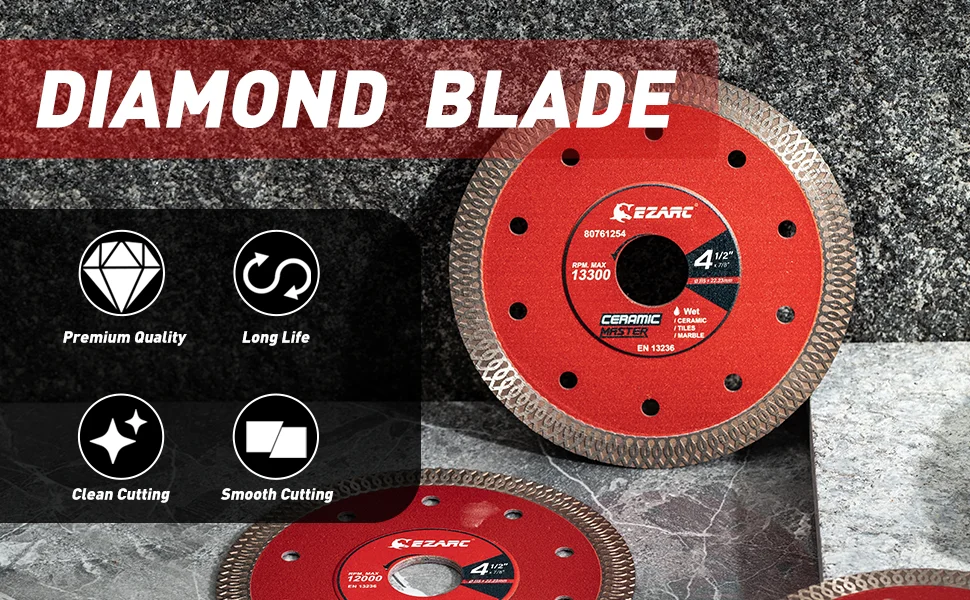 EZARC 2Pcs 115mm/125mm Super Thin Diamond Saw Blades Diamond Tile Blade for Cutting Porcelain Ceramic Granite Marble Tile
