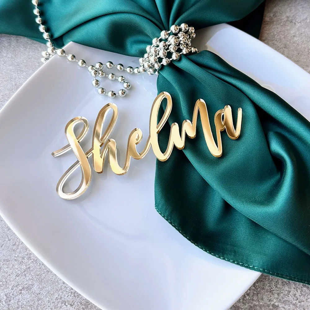 20pcs Personalise Wedding Acrylic Name Place Tag,Bridal Shower,Birthday Party,Wooden Laser Cut Names,Special Occasion Decoration