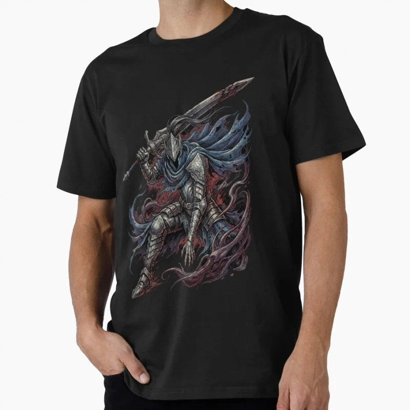 

Abyss Walker Knight Greatsword Wolf Sif Gift T-shirt Dark Souls Artorias Graphic clothes Retro Game Tee US Size Tops S-6XL