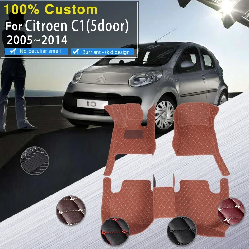 Complete Car Floor Mats For Citroën C1 PM PN 2005~2014 5door Hatchback Leather Mats Carpete Automotivo Assoalho Universal Car Ac