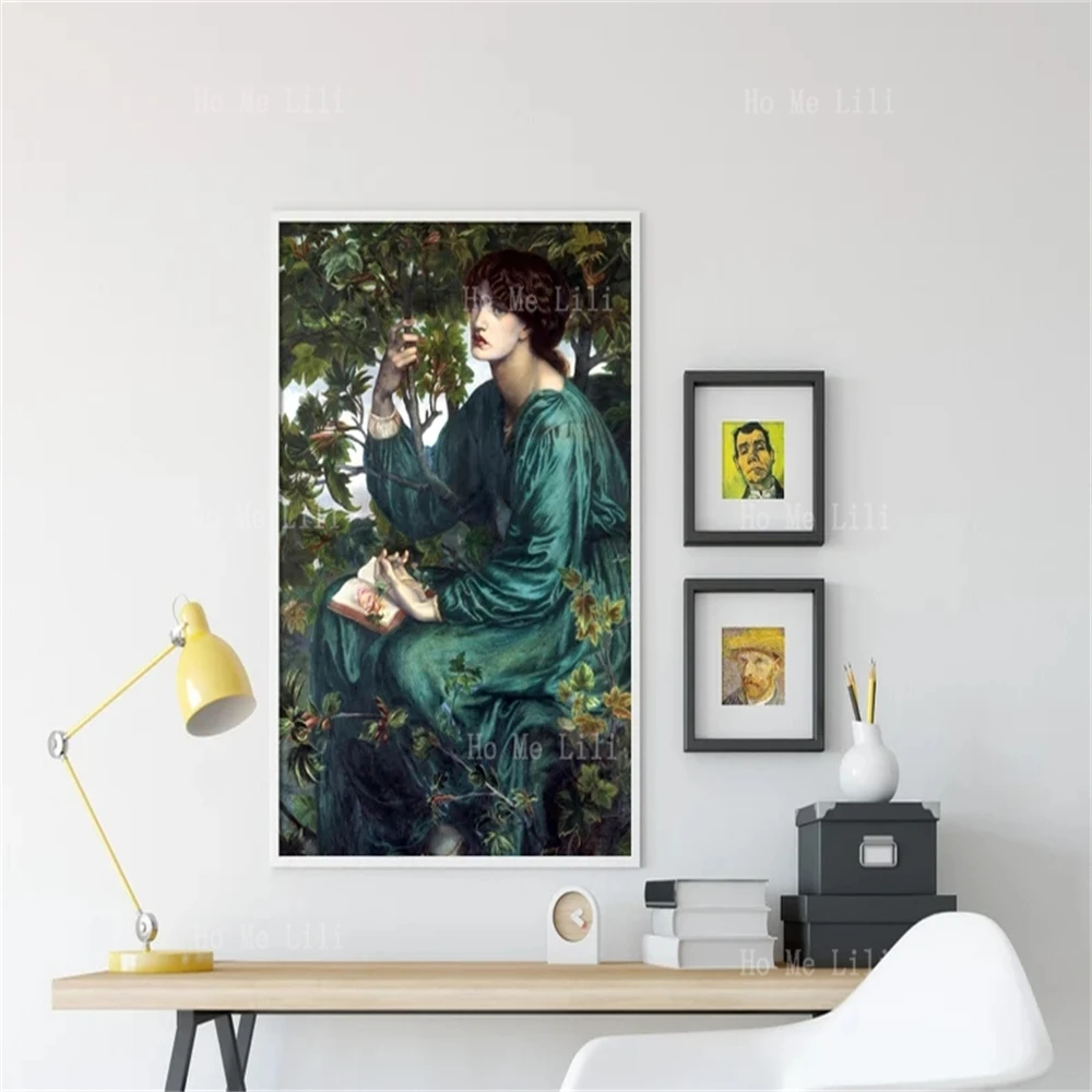 Dante Gabriel Rossetti - The Day Dream Classic Painting Photo Poster Print Art Gift Beautiful Woman Portrait Green Dress Reading