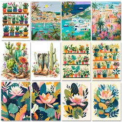 RUOPOTY Frame Diy Painting By Numbers Kits For Adults Plant Modern Picture By Numbers For Home Decoration