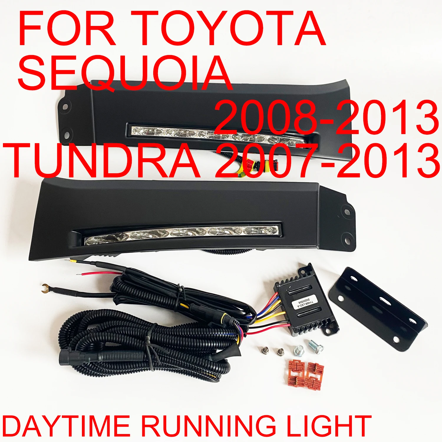 Daytime Running Light For Toyota Sequoia 2008 2009 2010 2011 2012 /Tundra 2007-2013 Right & Left Side Black With Wire Harness