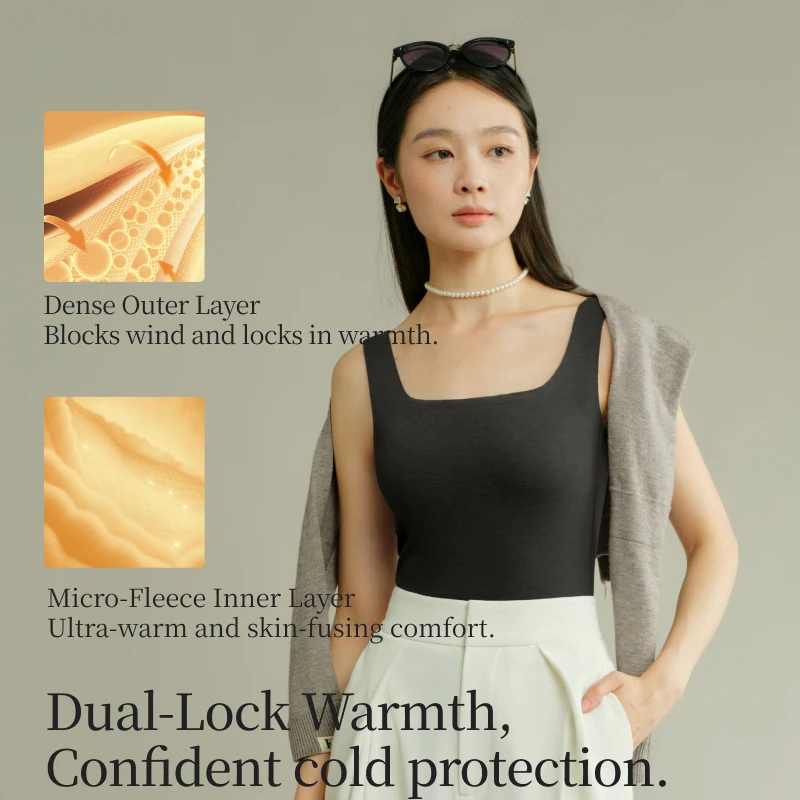 Women's Wool Blend Thermal Tank Top - Square Neck Sleeveless