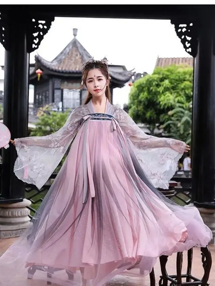 New Hanfu Women's Ancient Dress  Chinese Traditional Fairy Cosplay Costume Student's Four Seasons Daily Suit