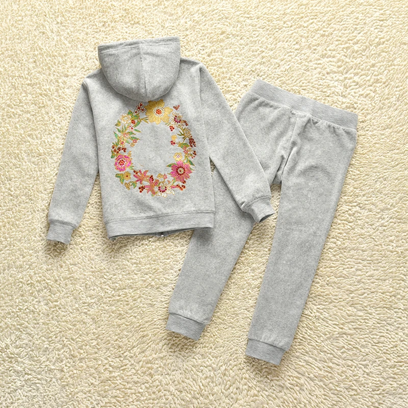 Autumn Children's Clothing Juicy Coursera Winter Casual Kids Velvet Pants Suits Two Piece Set