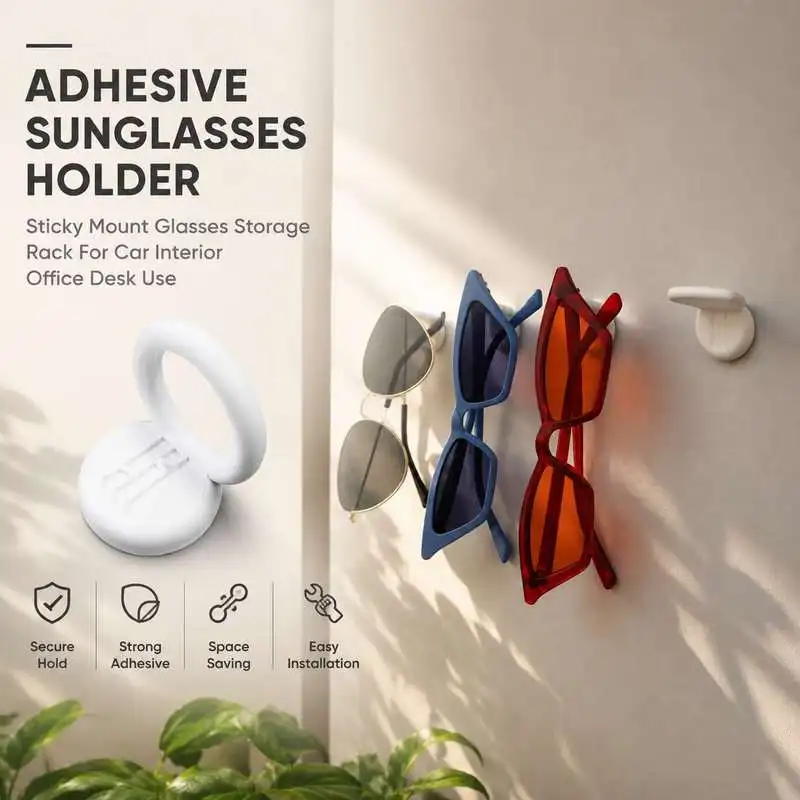 Sticky Paste On Sunglasses Mount Holder Glasses Organizer For Car Cab And Office Space