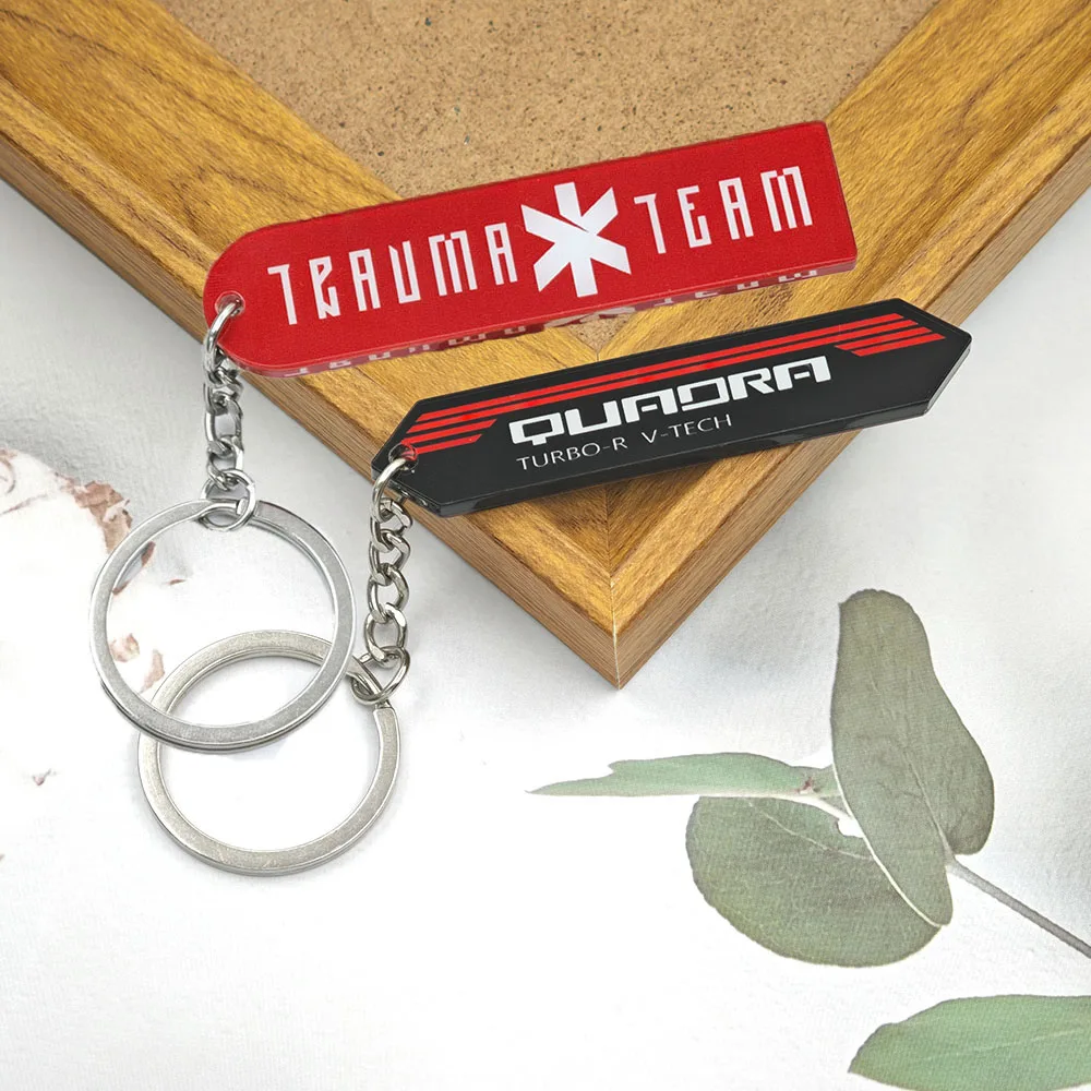 Emergency Medical Themed Acrylic Double-sided Keychain Black Red Geometric Stripe Keyring Classic Game Peripheral Logo Pendant