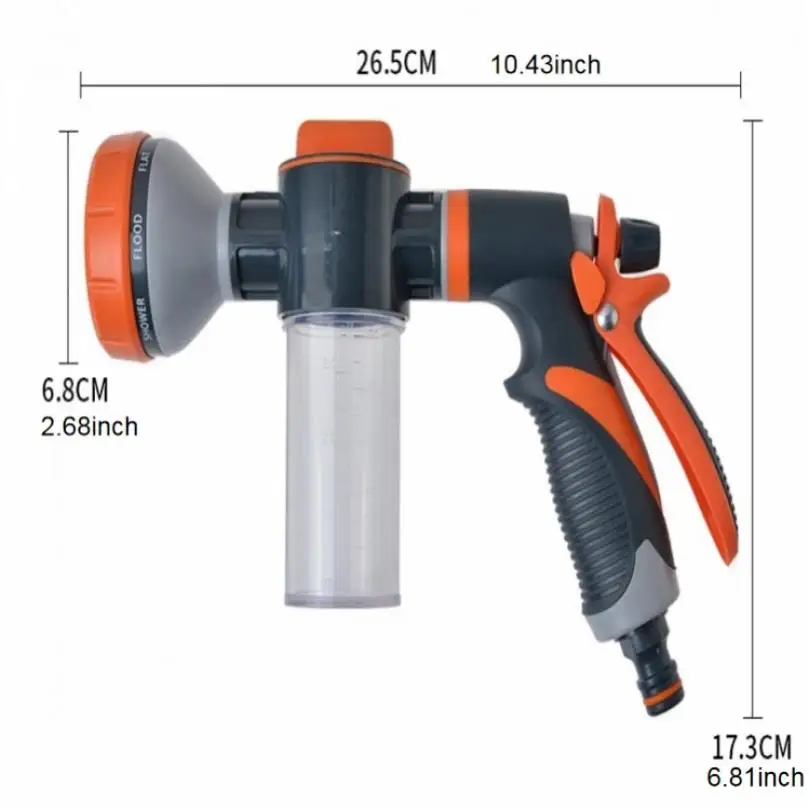 Multifunctional Portable Foam Gun, 8 Functional Adjustable Foam Water Gun  Sprayer Pipe Tube Nozzle Sprinkle Tools